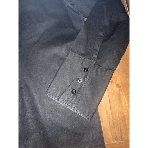 Soft Surroundings Black Button Shirt Size Large Stretch Double Collar - Picture 2 of 13
